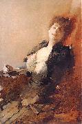 Franciszek zmurko Portrait of a woman with a fan and a cigarette oil painting artist
